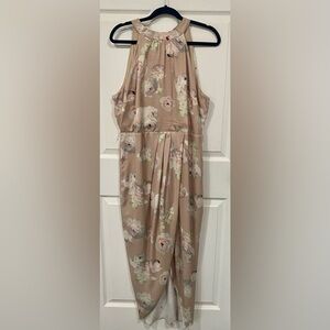 Suzy Shier Floral Midi Dress - Cream and Pink